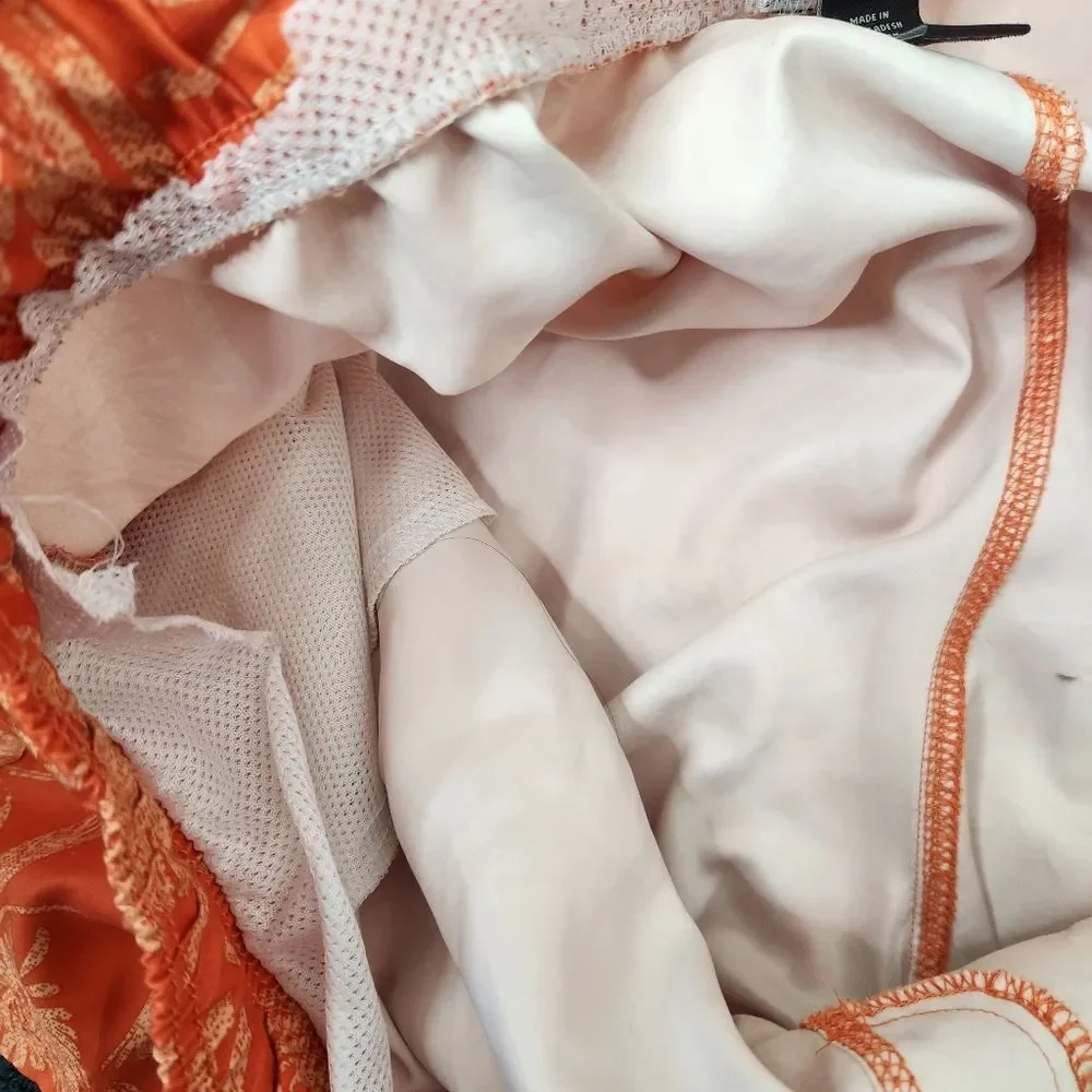 OP Mens Orange Floral Print Cargo Swim Trunks Size 2XL 44-46